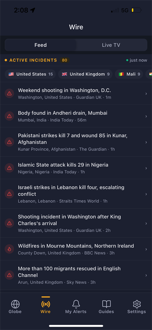 Warnely Wire – live news feed of curated safety incidents